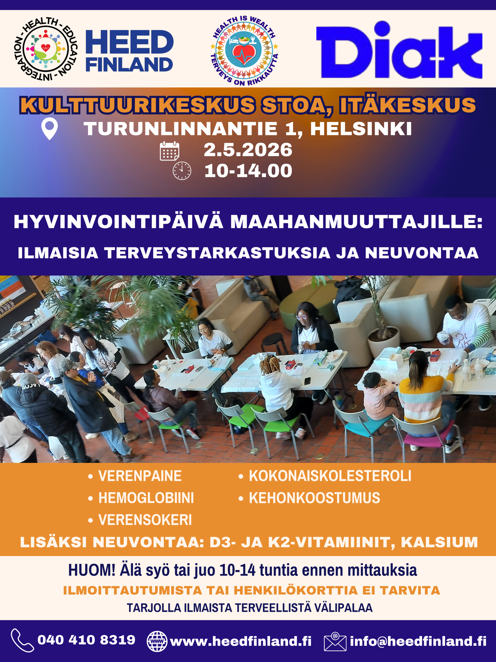 Well-being Day for Immigrants in Stoa, Helsinki: Free Health Checks and Advice